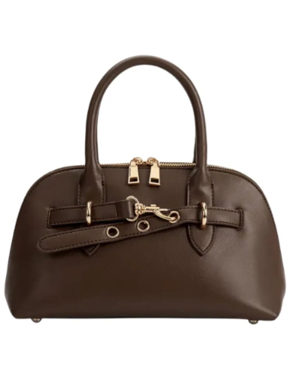 Madison West Brown Leather Dome Satchel with Gold-Tone Hardware - NWT